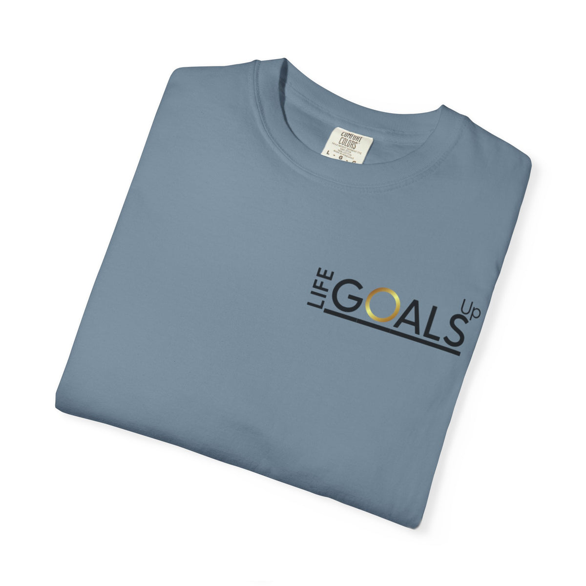 Life Goals typographic logo T-shirt | minimalist text chest print