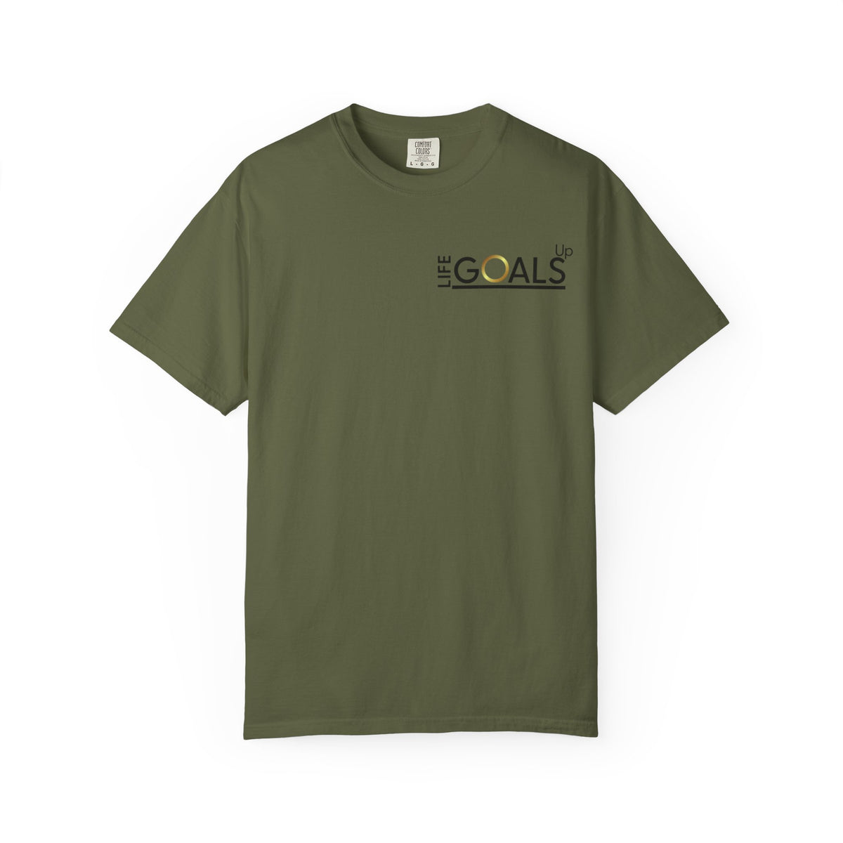 Life Goals typographic logo T-shirt | minimalist text chest print