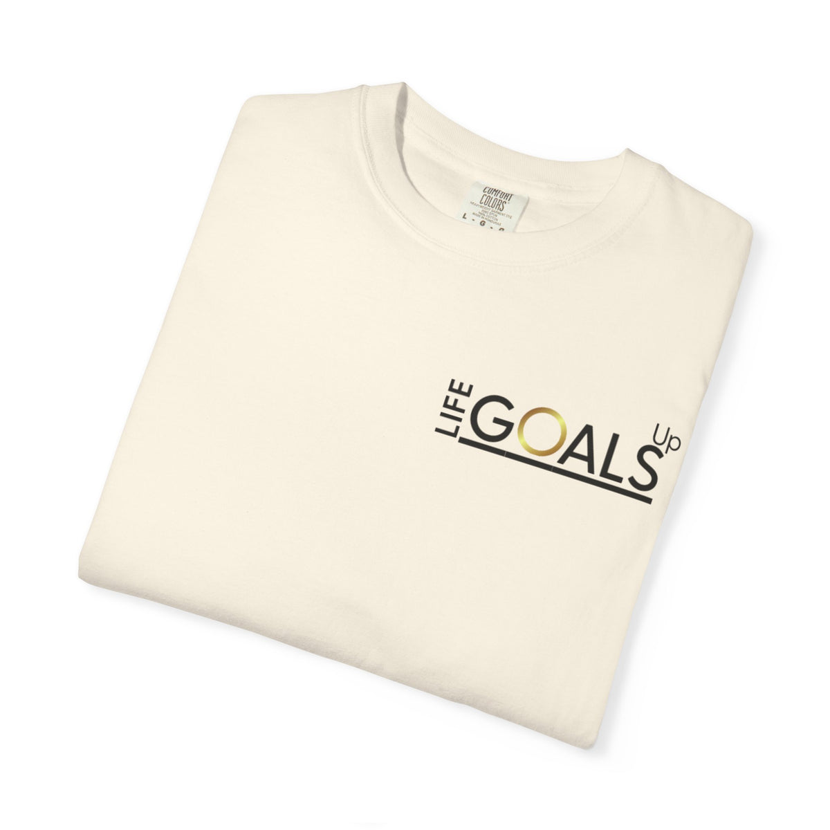 Life Goals typographic logo T-shirt | minimalist text chest print