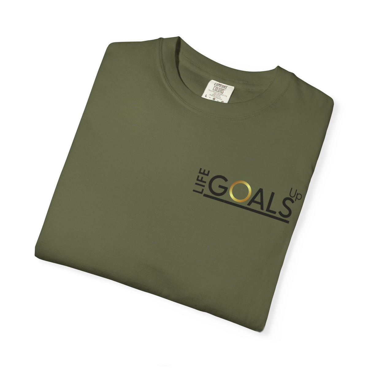 Life Goals typographic logo T-shirt | minimalist text chest print
