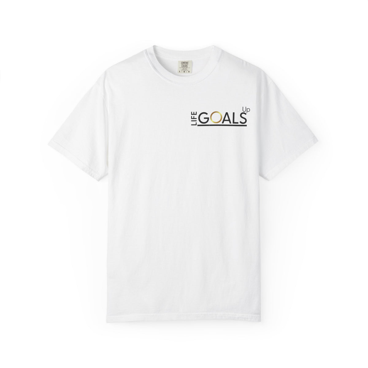 Life Goals typographic logo T-shirt | minimalist text chest print