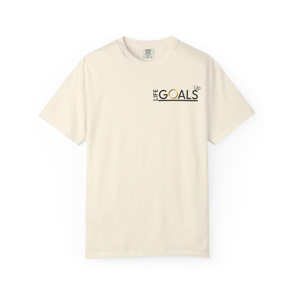 Life Goals typographic logo T-shirt | minimalist text chest print
